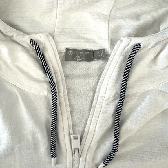 T by Talbots White Hooded Zip-Up Women's Top - Picture 3 of 4